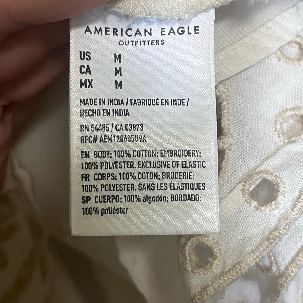 American Eagle Outfitters Womens Mini Dress Cream Embroidered Western Country - Picture 8 of 8